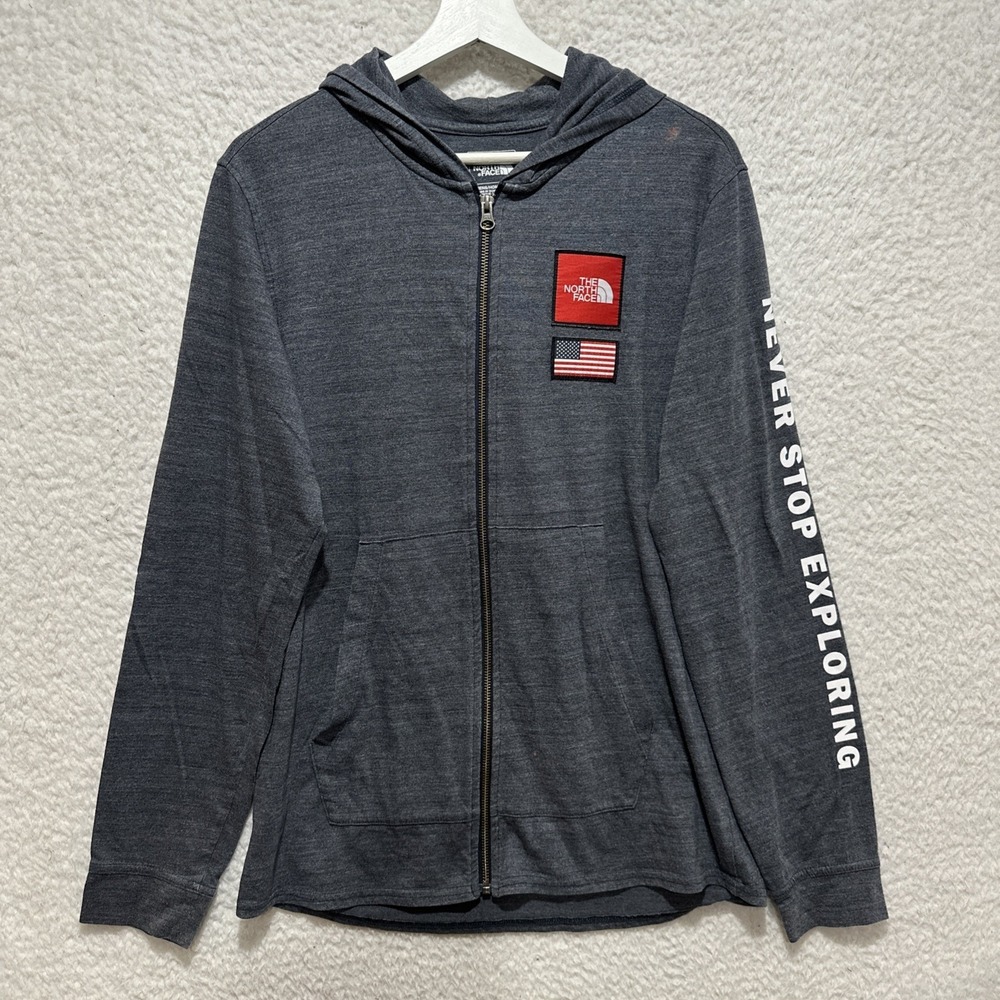 The North Face Hoodie Men's Size M Gray Standard Fit Tri-Blend Full‎ Zip USA